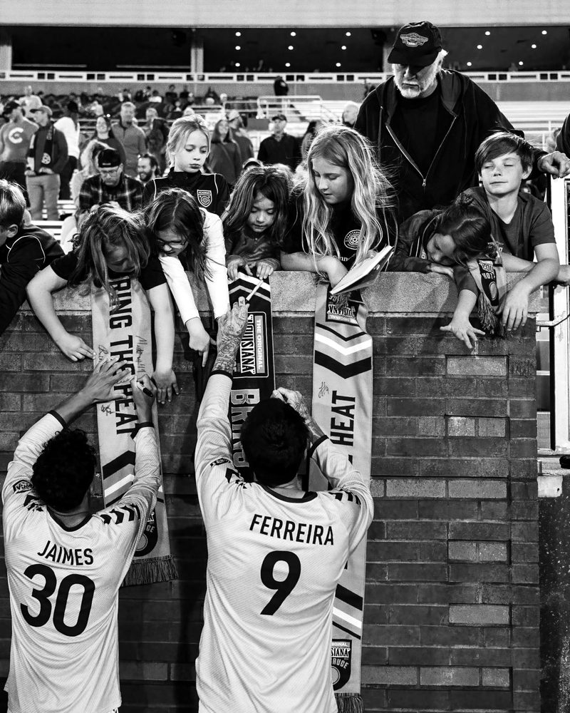 Luke signing for supporters after a match, Chattanooga FC, 2022